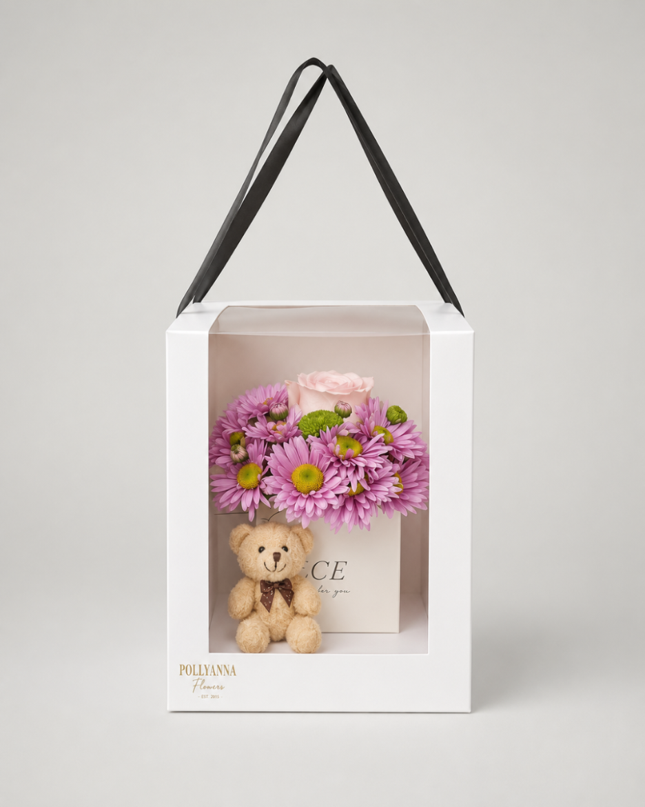 Happy Bear Serisi Kutuda Gül ve Papatya