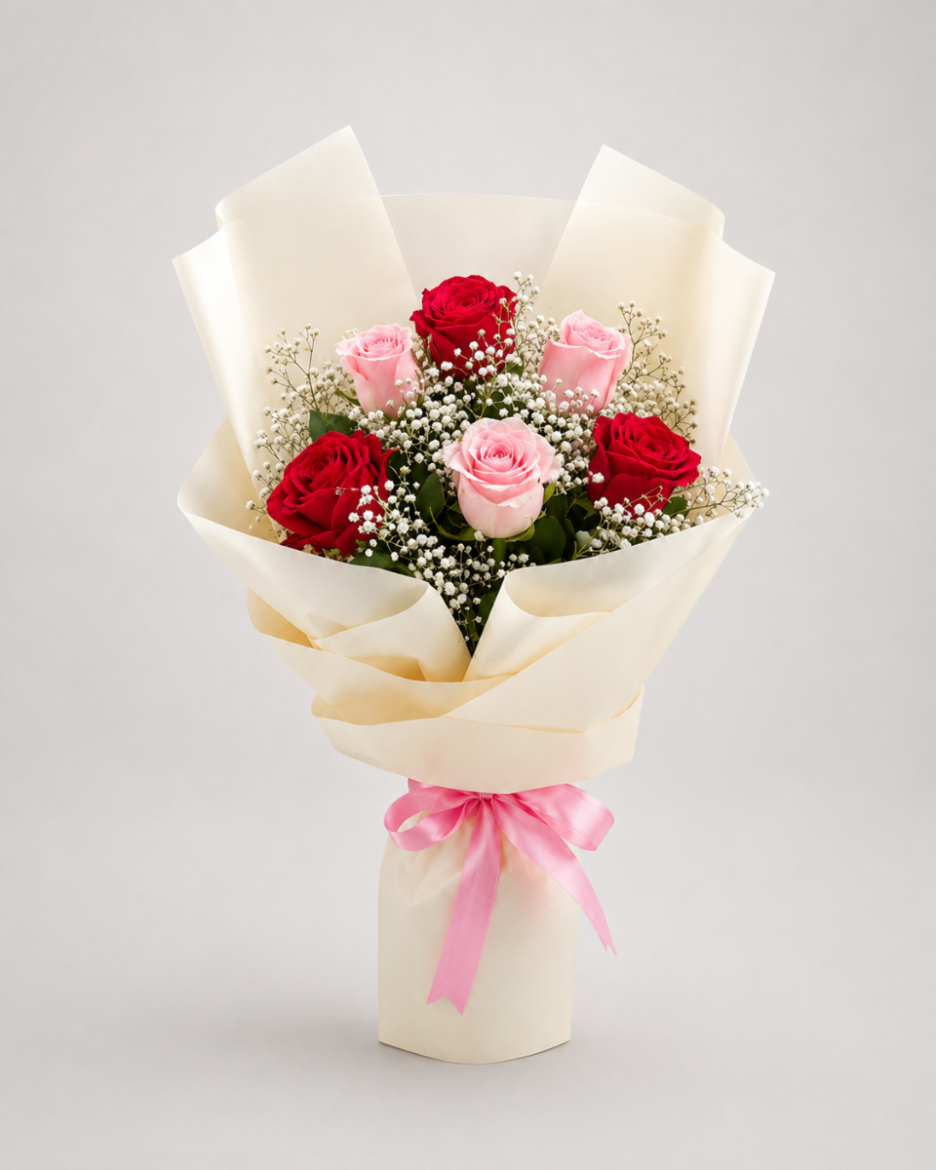 Roses Pembe Kırmızı Gül Buketi