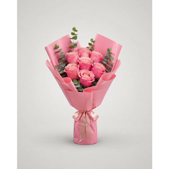 7 Pembe Gül Buketi