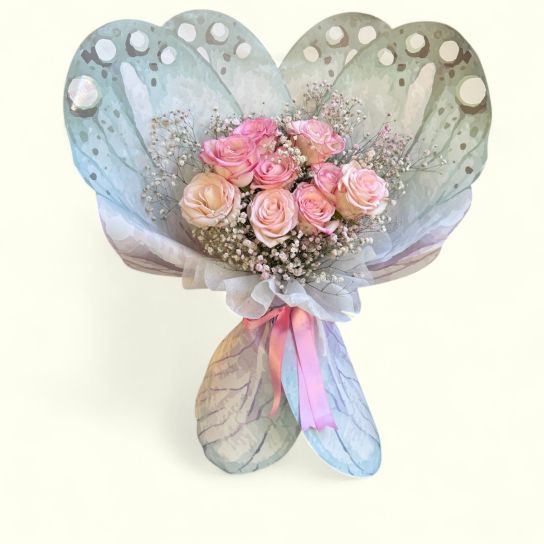 Pembe Güller Kelebek Buketi