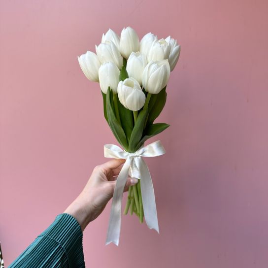 Canlı Beyaz Lale Gelin Buketi