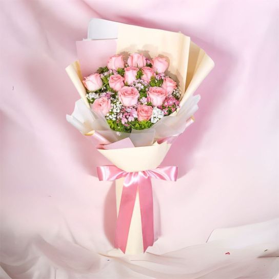 İthal pembe gül buketi