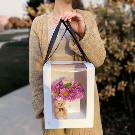 Happy Bear Serisi Kutuda Gül ve Papatya