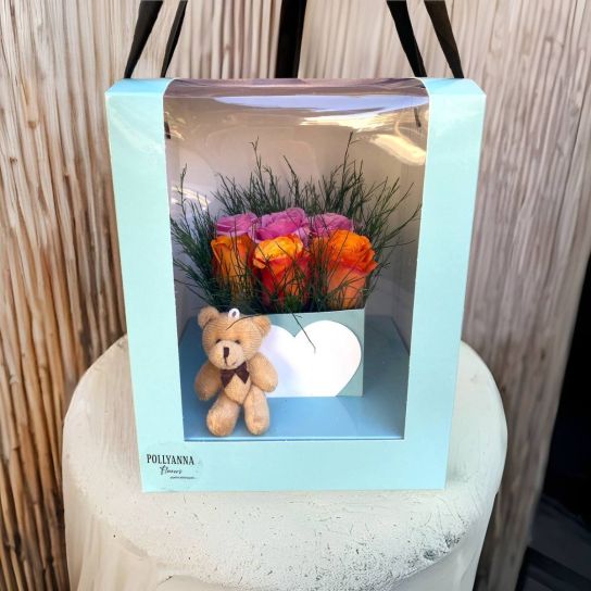 Happy Bear Serisi Kutuda Renkli Gül