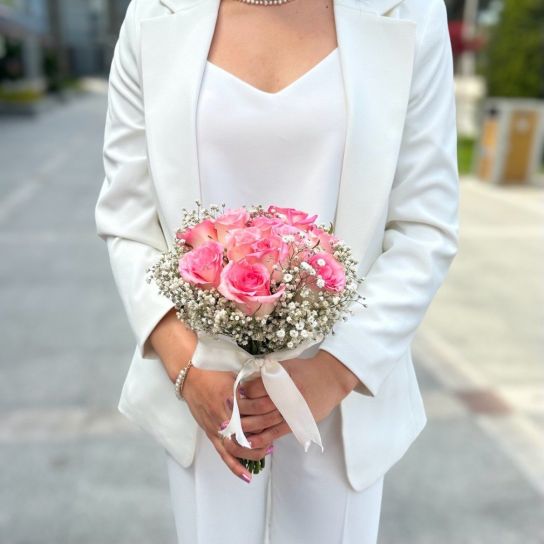 Pembe Gül Gelin Buketi