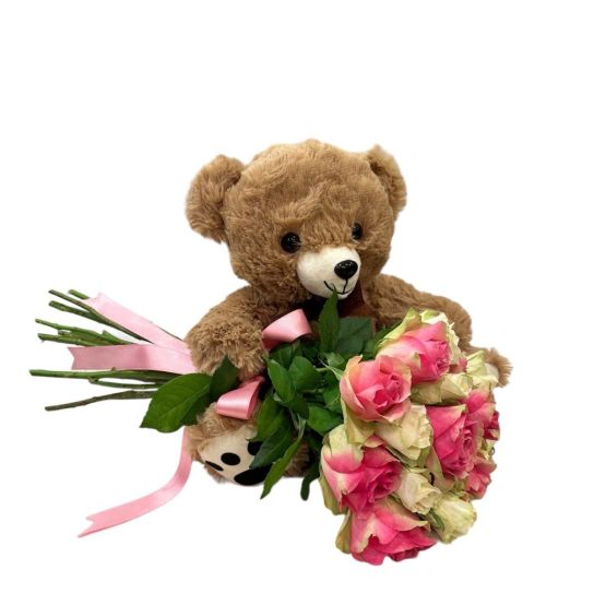 Pollyanna Büyük Ayıcıklı Mix Gül Buketi