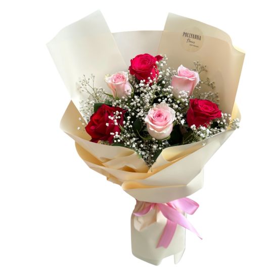 Roses Pembe Kırmızı Gül Buketi