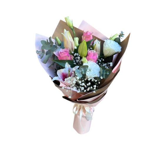 Lilyum Ve Pembe Güller Buketi