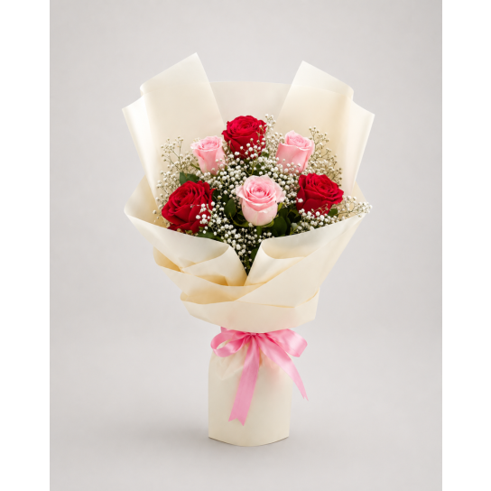 Roses Pembe Kırmızı Gül Buketi